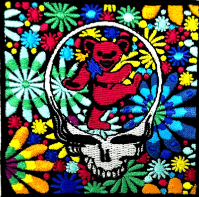 Grateful Dead Flowers Bear Embroidered SYF Rock Iron on Patch Applique