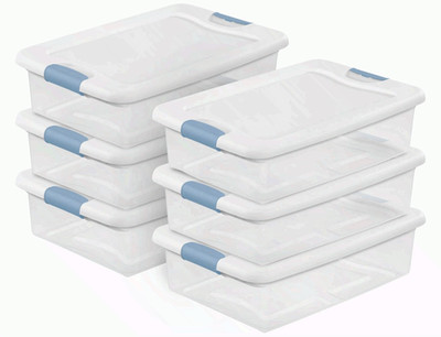 6 Pack 32Qt Latching Storage Bins Clear Under Bed Containers w/Lids