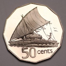 1982 Fiji 50 Cents Proof Coin by British Royal Mint Only 3000 Minted