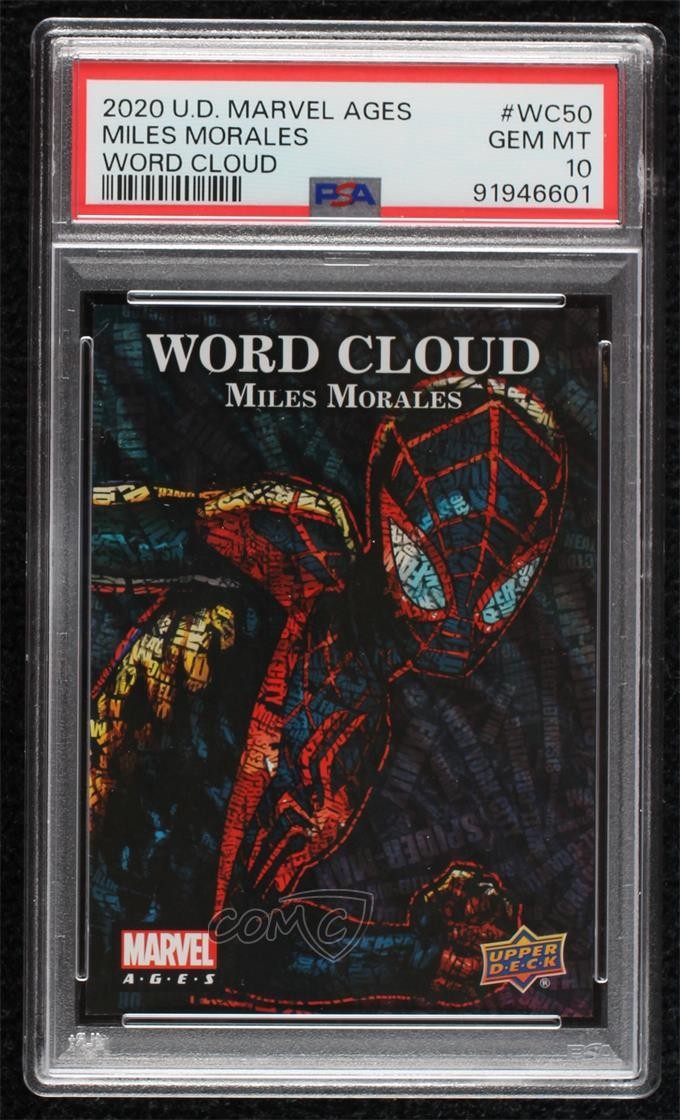 2020 Upper Deck Marvel Ages Word Cloud SP Miles Morales PSA 10 GEM MT 0b3o