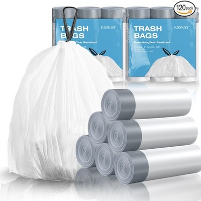 120 Counts 1.6 Gallon Mini Drawstring Trash Bags, Small Garbage Bags by , Cod...