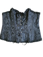 Plus Size Black Brocade Corset Top 5XL Lace Up Bustier Gothic Steampunk Waist