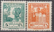 Colombia Aereo 1949 Yvert 173/74 ** Mnh New Constitution