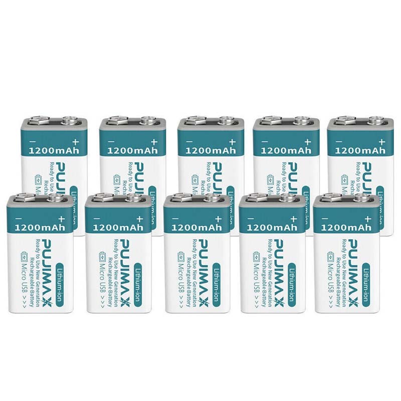 9V 9 Volt Li-ion USB Rechargeable 1200MAH Lithium Ion Battery Pack Lot