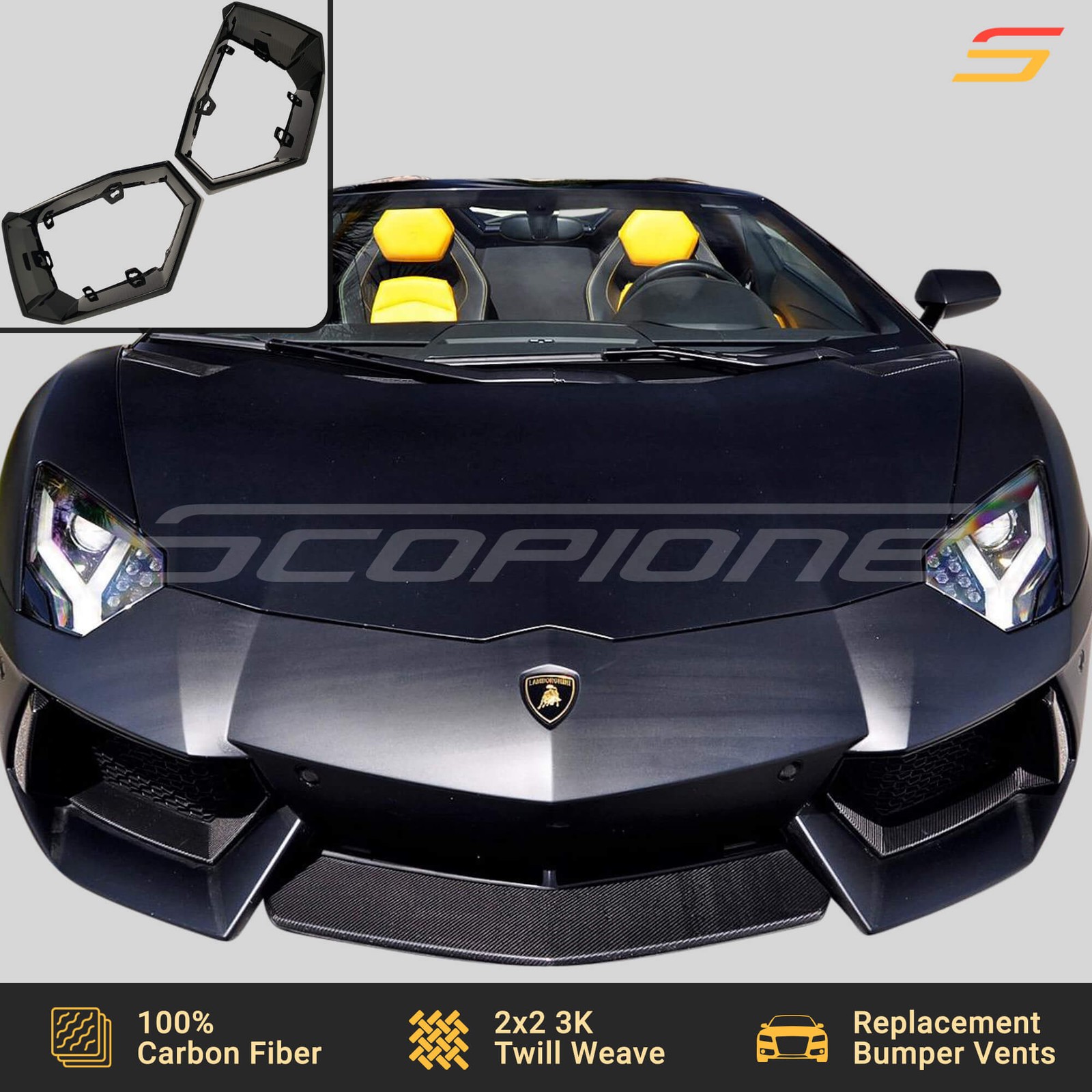 Scopione Carbon Fiber Front Bumper Air Vents for Lamborghini Aventador LP700-4
