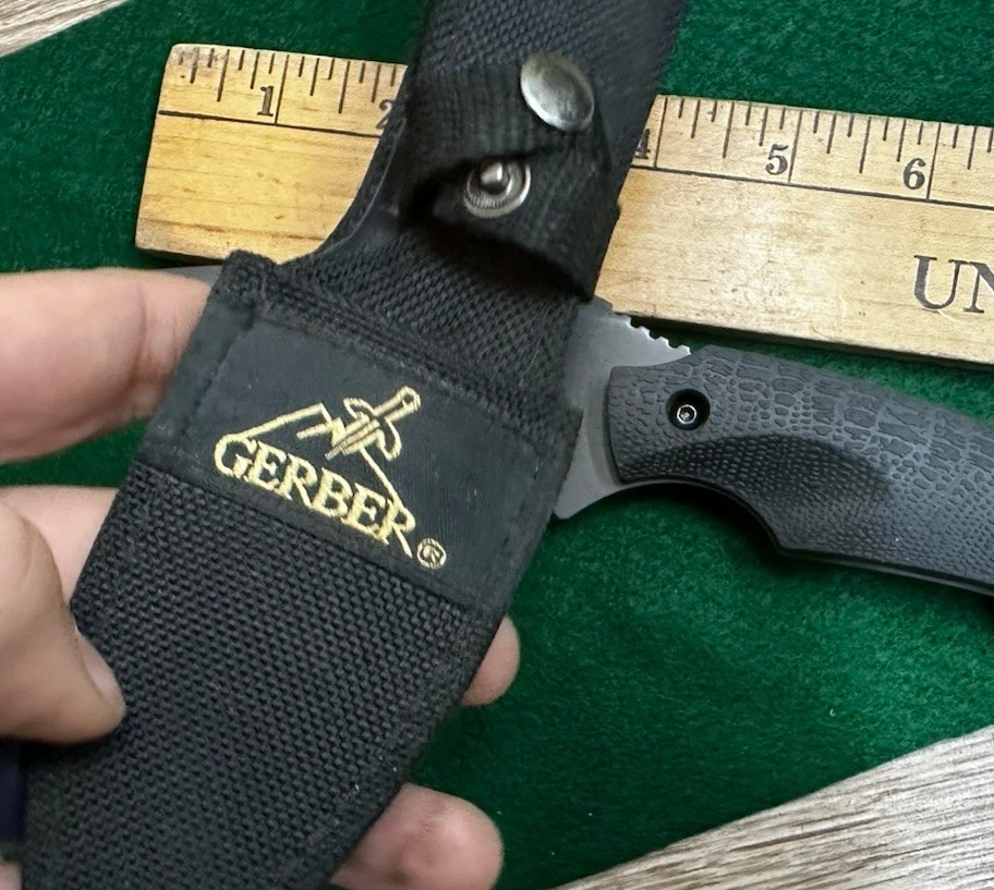 Cuchillo Gerber Profile Series GB 1795 borde liso punto de caída fijo estuche de hoja de 4" Foto 3 de 4