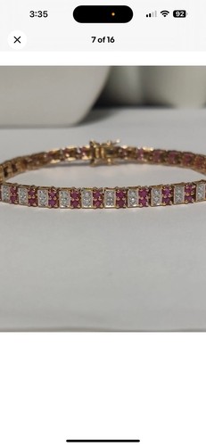 Gold Over Sterling - ROSS SIMONS Ruby & Diamond 7.5" Gold Tennis Bracelet - 13g - Picture 10 of 10