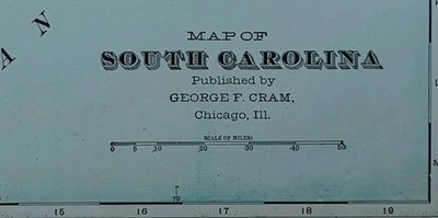 Vintage 1908 SOUTH CAROLINA Map 22''x14'' Old Antique Original CHARLESTON COLUMBIA