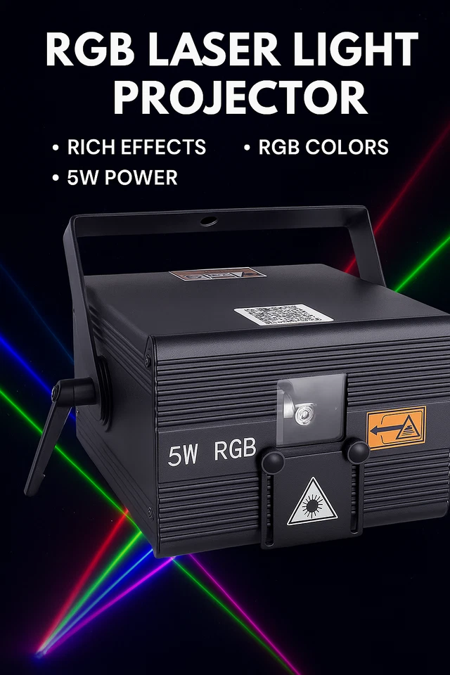 5W iOS Android App RGB Animation DMX iLDA DJ Party Stage Projector Laser Lights - Image 2 of 4