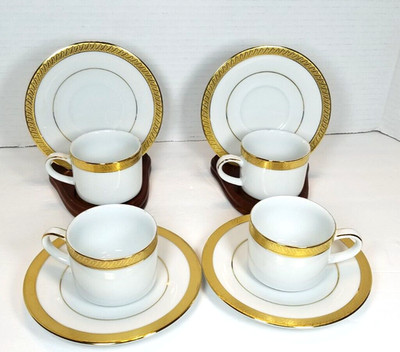 Centurion Collection 9414 Pure Gold Demitasse Expresso Cups and Saucers Set of 4