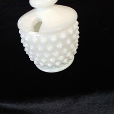 Vintage Fenton White Hobnail Milk Glass Jam Jelly Jar Honey Pot No Spoon