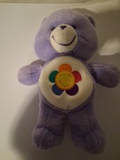 Care Bears Harmony Bear Talking Plush Toy Purple Flower 2003 12" Tested