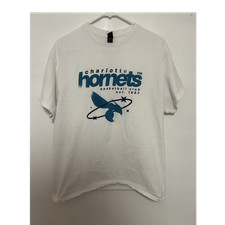 Gildan Charlotte Hornets NBA Basketball Shirt White Blue Size L