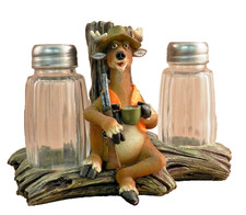 Fun Moose Carving Salt and Pepper Shakers Old West Western Home Table Top Decor