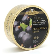 Simpkins Blackcurrant Drops 6x200g Travel Sweets Tin