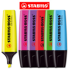 Stabilo Highlighter Boss Original Neon Yellow Green Red Blue Pink Purple