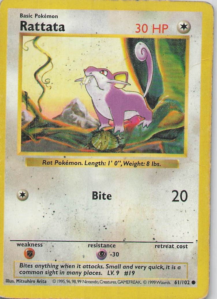 Rattata Unlimited Common Base Set (Shadowless) 061/102 HP