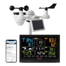 VEVOR 7-in-1 Solar-Powered Weather Station 7.5 in with Outdoor Sensor No WiFi