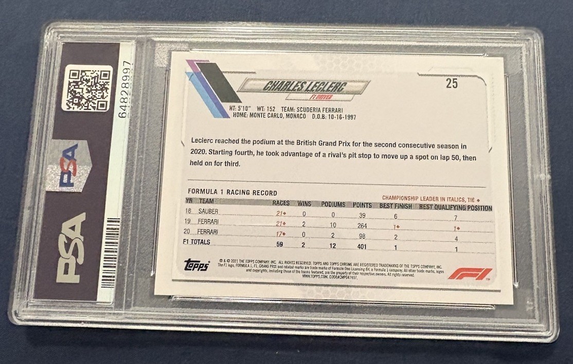CHARLES LECLERC Ferrari 2021 Topps Chrome F1 CHECKER FLAG REF. #25 PSA 9 🔴⭐️🏁 view 2