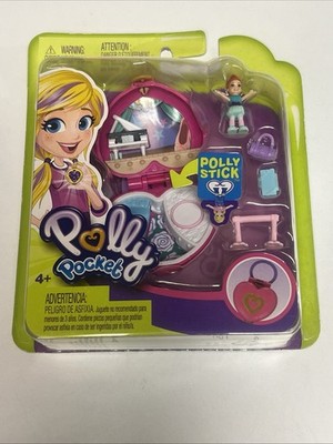 Polly Pocket Polly Stick Heart Compact Playset Doll Accessories NIP 4+ Mattel