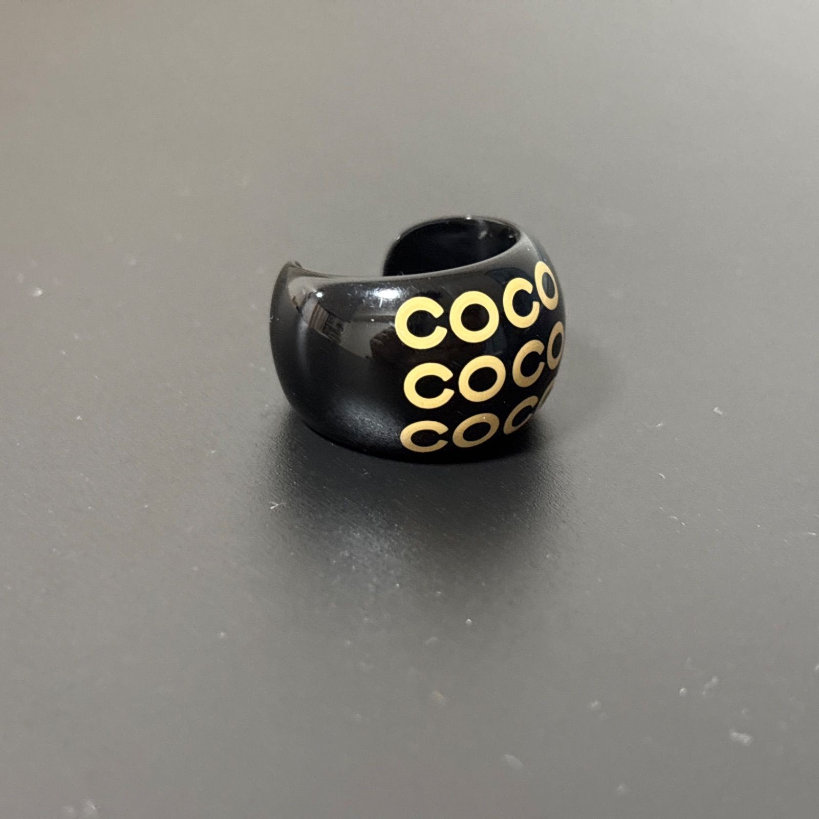 Auth CHANEL Ring Coco Logo Black Plastic 12-13 Unisex Jewelry Authentic thumbnail 4