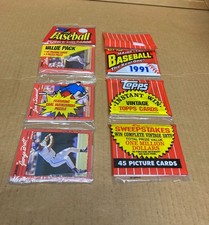 Lot 2 : 1990 Donruss & 1991 Topps Baseball Cards Rack Packs SEALED