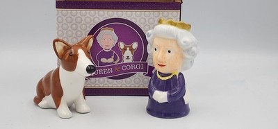 Puckator Queen & Corgi Ceramic Salt & Pepper Set - Royal Purple - FREE SHIPPING