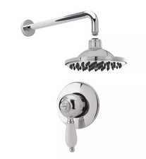 Traditional Concealed Manual Valve with Head & Arm Shower Set - Chrome/White - B