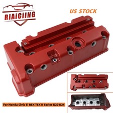 Red Powder Coated Billet Valve Cover For Honda K Series K20 K24 Civic Rsx Type R Red Powder Coated Billet Valve Cover For Honda K Series K20 K24 Civic Rsx Type R