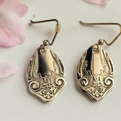 Vintage Sterling Silver 925 Engraved Alhambra 1907 Dangle Drop Earrings 10.65 Gr