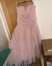 Lace & Beads Phoebe Powder Pink Tulle Mesh Ruched Tiered Midaxi Dress 16 BNWT
