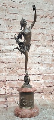 Lady Fortuna Bronzefigurine Signiert Giambologna Kunstskulptur Wohn Deko