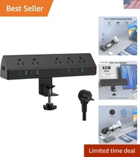 Desk Surge Protector with 6ft Extension Cord - 5 Outlets & Fast Charging
