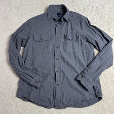 J Crew Solid Flannel Button Up Shirt Mens Medium Gray Casual