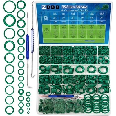 Automotive A/C O-Ring Kit 595 Pcs, SAE & Metric, Universal Repair Seal Set fo...