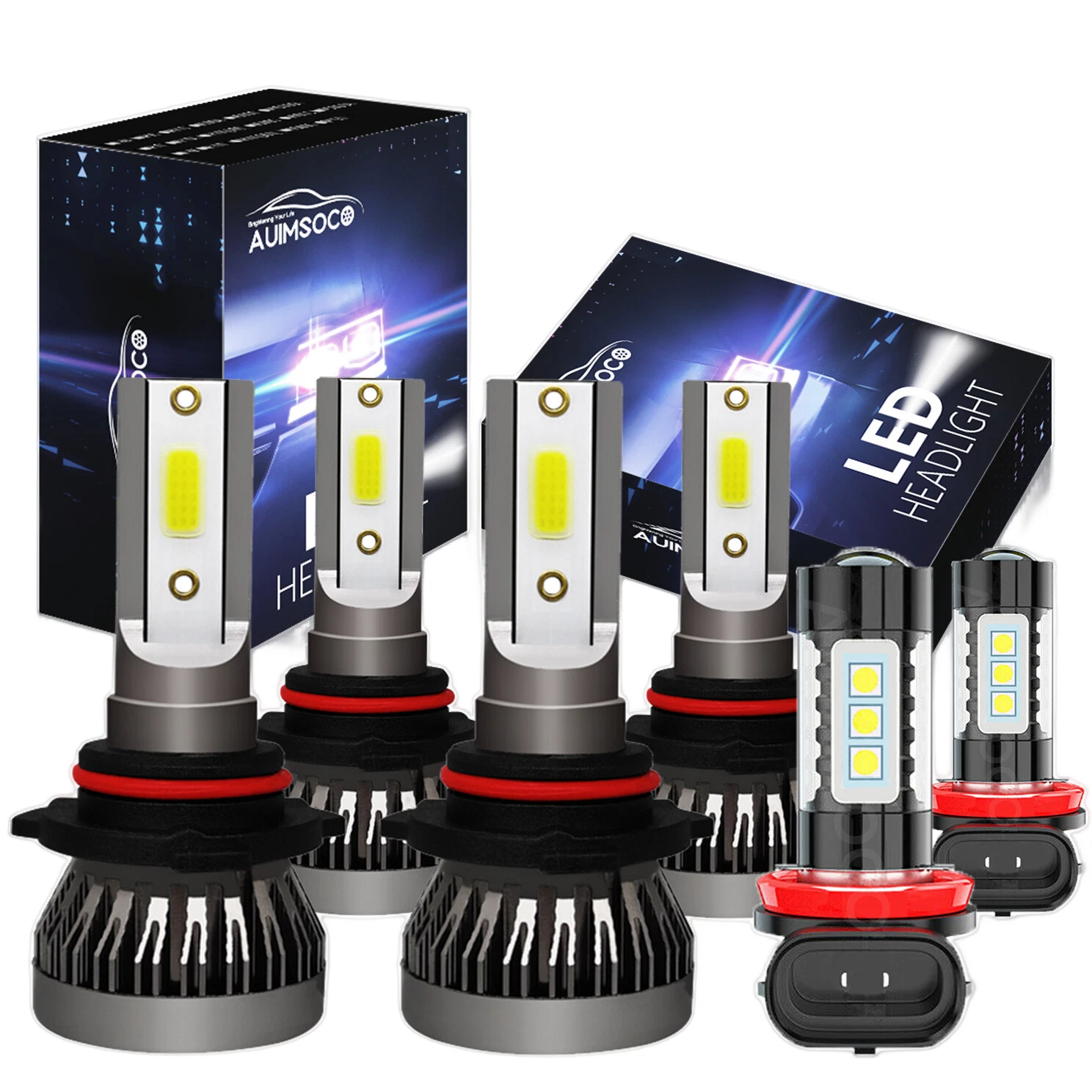 For Honda Odyssey 2005-2010 LED Headlight Hi+Lo Fog Light Bulbs A+ 2-Sides 6000K