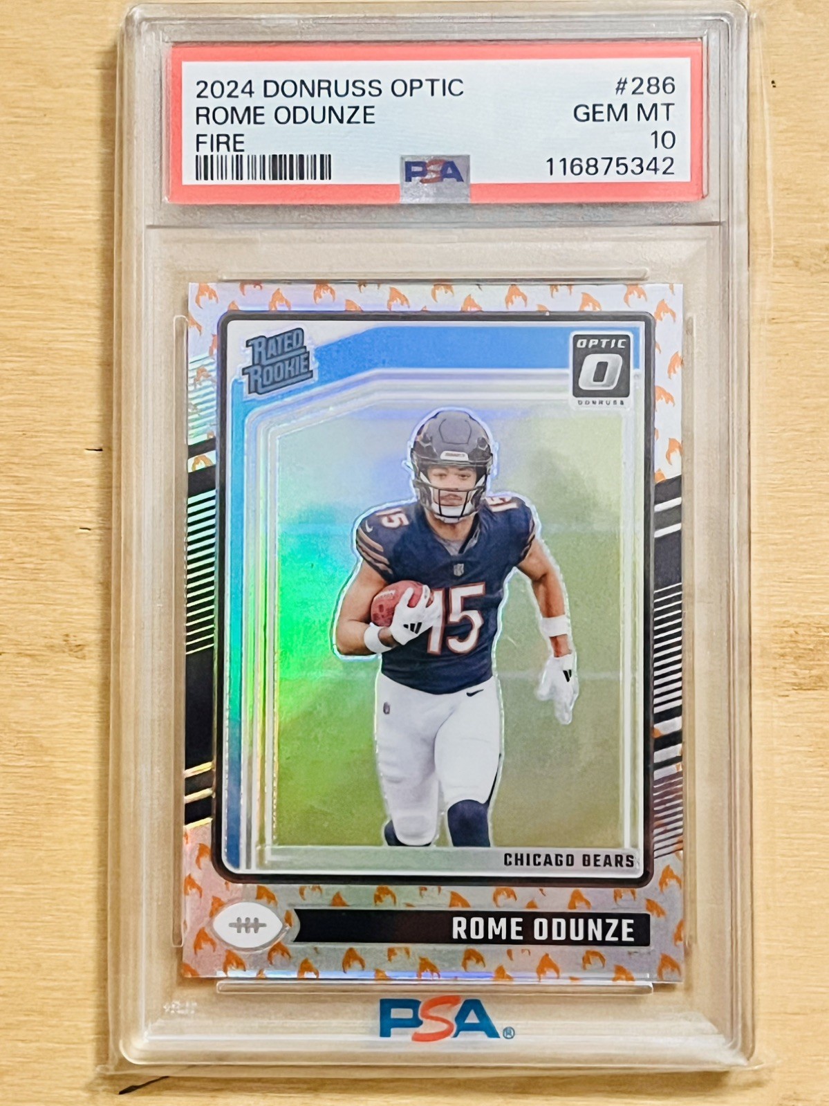 2024 DONRUSS OPTIC FIRE EMOJI 🔥 #286 ROME ODUNZE PSA 10 GEM SSP Rookie RC Bears