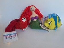 Vintage Disney Little Mermaid Sebastian Flounder Mini Bean Bag Plush With Tags