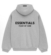 SIZE-M Fear of God Essentials FW24 Cotton Pullover Hoodie - Gray
