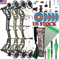 Compound Bow RH 30-70 lbs 75 Let-off Carbon Arrows Set Adult Hunting Shooting