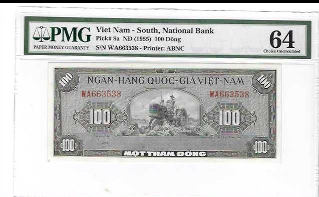 SOUTH VIET NAM  100 DONG  P-8a  (1955)  PCGS 64