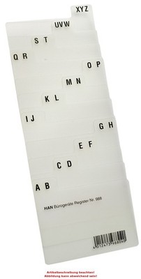 HAN Karteiregister A-Z, PP, A8 quer, transluzent, 12-teilig