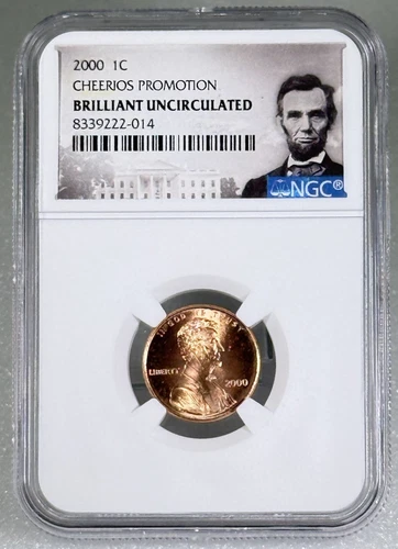 2000 US MINT CENT CHEERIOS PROMOTION NGC BRILLIANT UNC LINCOLN PENNY W/ OGP