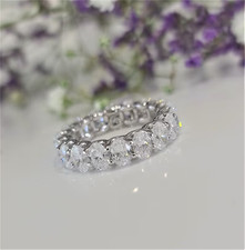6.00Ct Oval Cut Natural Diamond Real 18k White Gold Luxury Eternity Band Ring