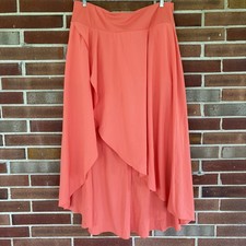 Halara Bright Coral Breezeful High-Waisted Split Maxi Skirt With Shorts 1X A34