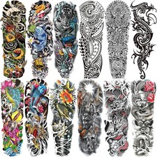 Temporary Tattoo Sleeves for Men Full Arm Temporary Tattoos Pattern 01 12 Sheets