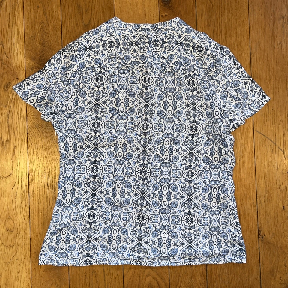 Women’s Viyella blue white 100% Linen Shirt Blouse Size 10 - Image 4 of 4