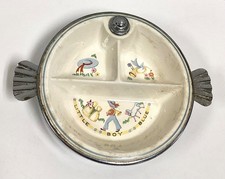 Vintage 1940's Little Boy Blue Porcelain Childs Divided Feeding Dish