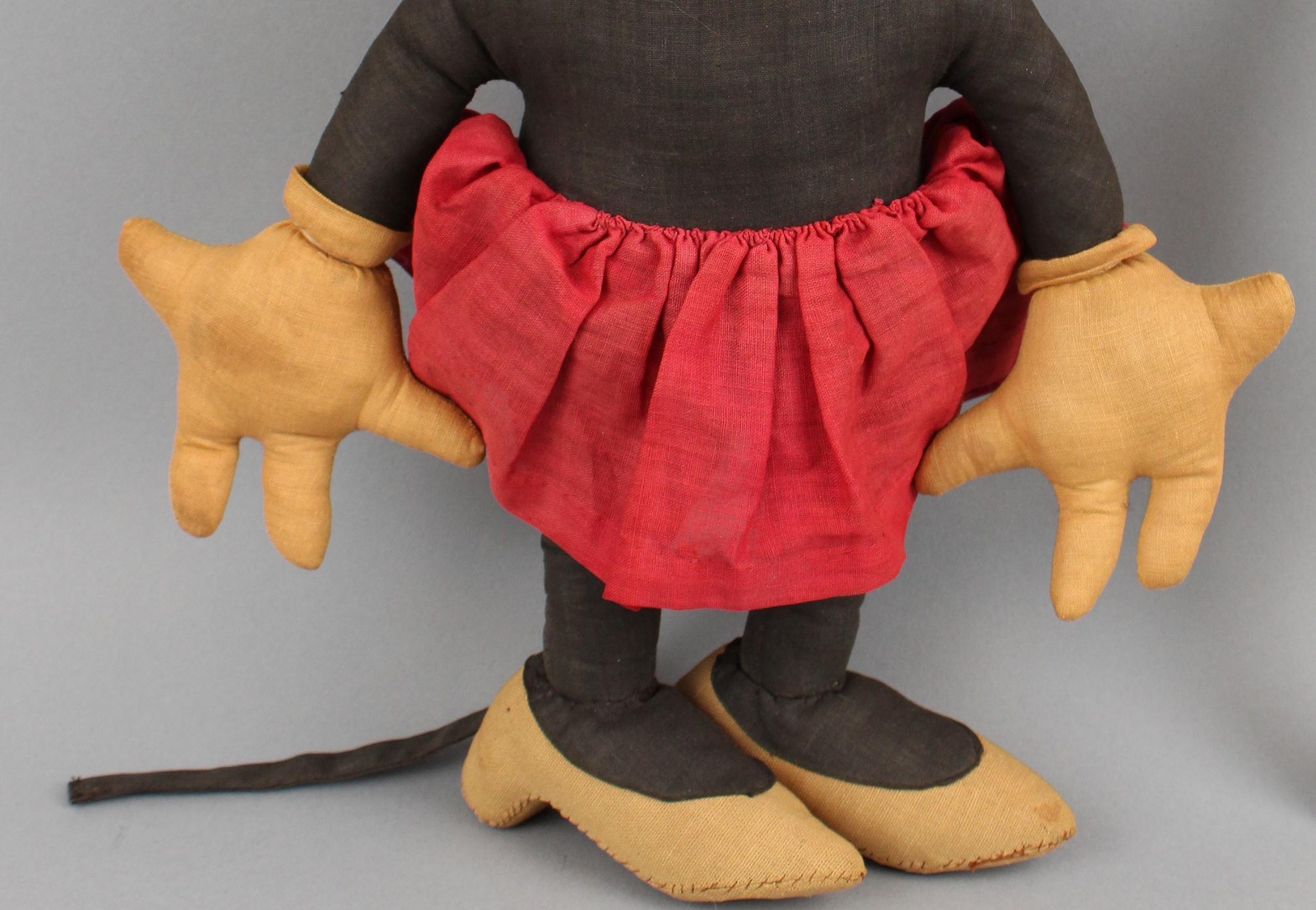 RARE Large Antique Minnie Mouse PieEyed Cloth Doll, Clean, Complete NO