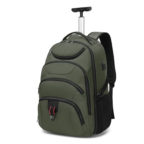 Boavan Rolling Backpack,Wheeled Backpack,Carry on Luggage Business Dark Green